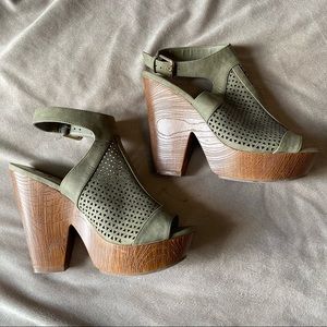 G by Guess Shilo-R Ankle Strap Wooden Wedge Heels
